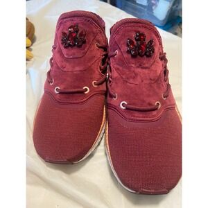 Puma‎ Tsugi Shinsei Velour Jewel Sneakers Burgundy Embellished Women's Size 8.5